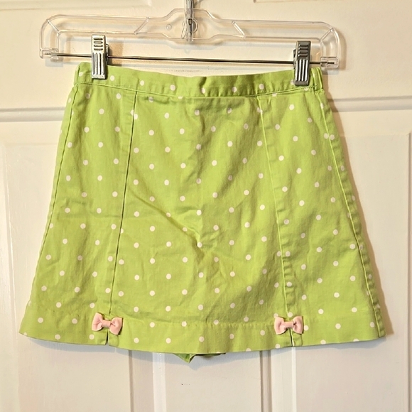 Hartstrings Other - Hartstrings, Girls Skirt, Skort, Sz 8, Green, Chartreuse, White Polka Dot, Bows